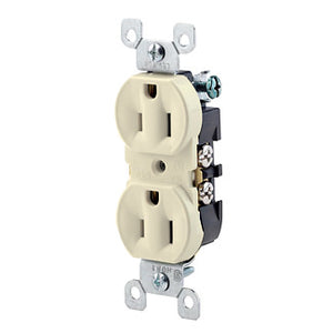 Leviton 5320-TCP Duplex Receptacle, 15A, Light Almond Leviton 5320-TCP