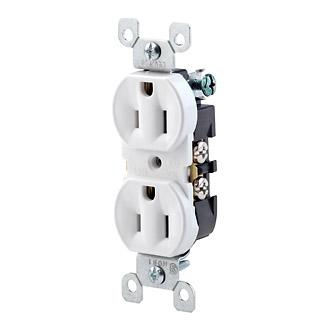 Leviton 5320-WCP Duplex Receptacle, 15A, 125V, White, 5-15R Leviton 5320-WCP