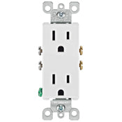 Leviton 5325-W Decora Duplex Receptacle, 15A, 125V, White, 5-15R Leviton 5325-W