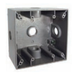 Hubbell-Raco 5334-0 Weatherproof Outlet Box, 2-Gang, Depth: 2", Die Cast Hubbell-Raco 5334-0