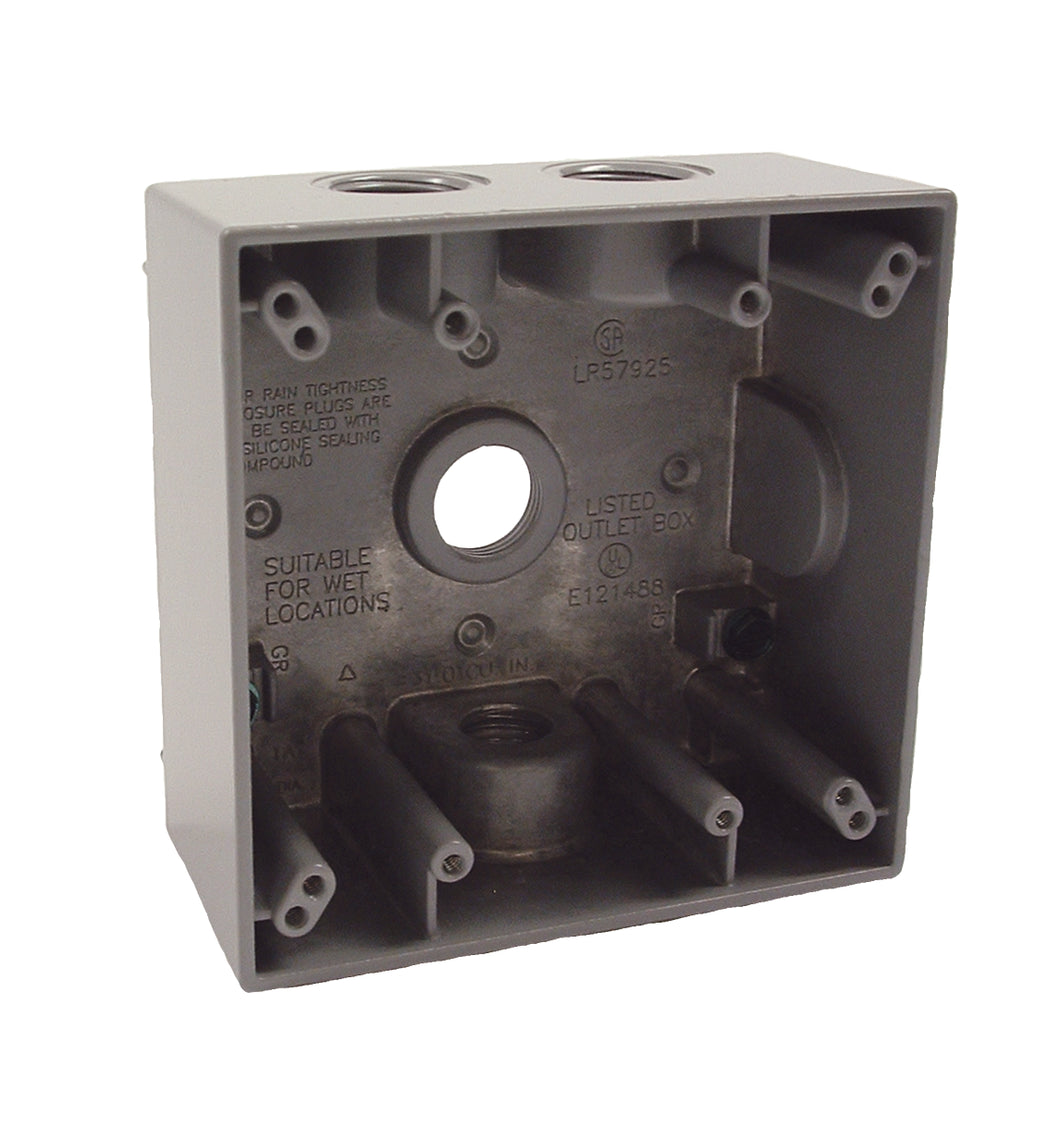 Hubbell-Raco 5335-0 WP Outlet Box, 2G, Depth: 2