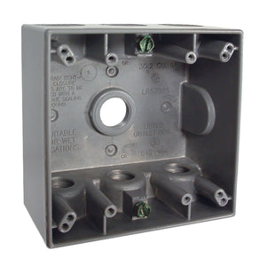 Hubbell-Raco 5340-0 Weatherproof Outlet Box, 2-Gang, Depth: 2", Die Cast Hubbell-Raco 5340-0