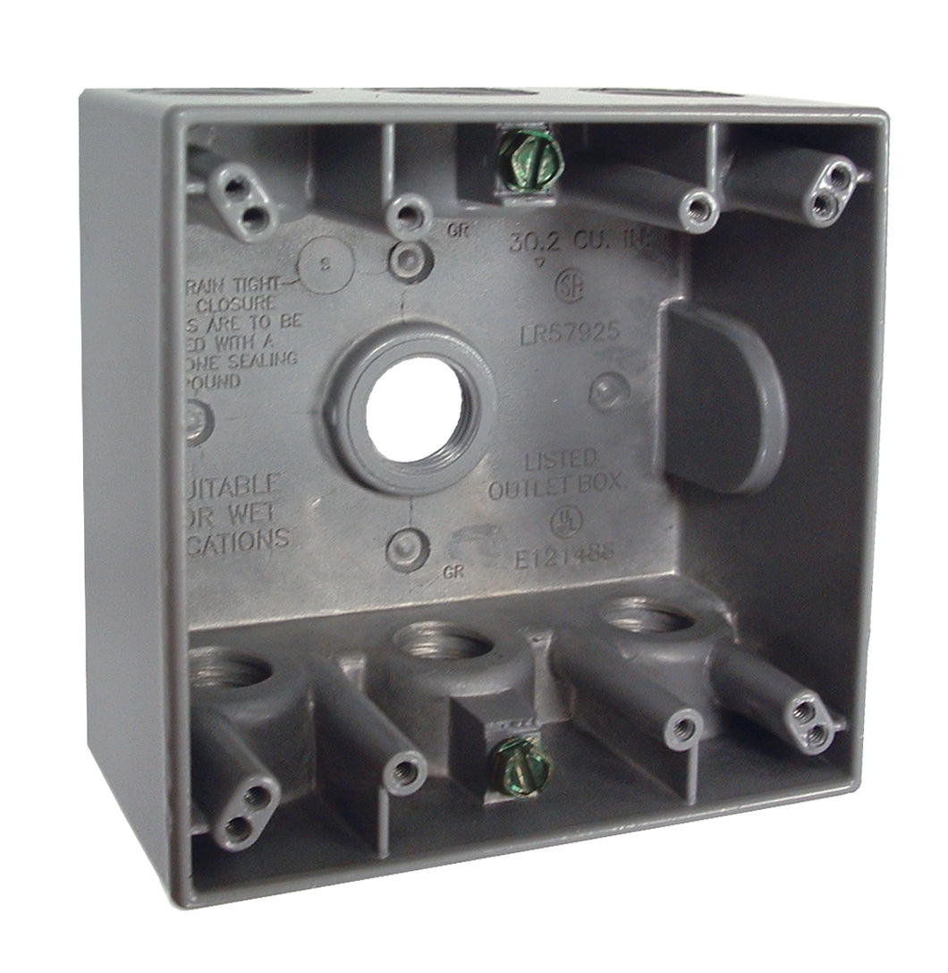 Hubbell-Raco 5340-0 Weatherproof Outlet Box, 2-Gang, Depth: 2