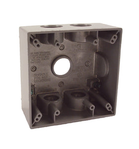 Hubbell-Raco 5345-0 Weatherproof Outlet Box, 2-Gang, Depth: 2", Die Cast Hubbell-Raco 5345-0