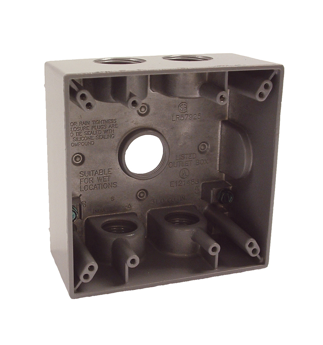Hubbell-Raco 5345-0 Weatherproof Outlet Box, 2-Gang, Depth: 2
