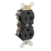 Leviton 5352-E Narrow Duplex Receptacle, 20A, 125V, 5-20R, Black Leviton 5352-E