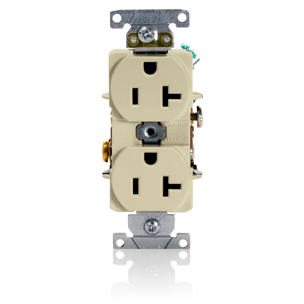 Leviton 5352-I Duplex Receptacle, 20A, 125Volt, Narrow, 5-20R, Ivory Leviton 5352-I
