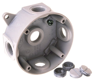 Hubbell-Raco 5361-1 Weatherproof Round Box, Diameter: 4", Depth: 1-1/2", Aluminum Hubbell-Raco 5361-1