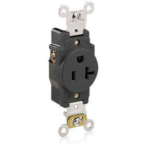 Leviton 5361-E 20 Amp Single Receptacle, 125V, 5-20R, Black, Spec Grade Leviton 5361-E