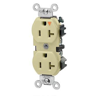 Leviton 5362-IGI Duplex Receptacle, 20A, 125V, Slim, 5-20R, Ivory Leviton 5362-IGI