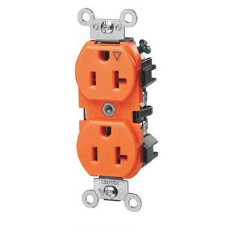 Leviton 5362-IG Duplex IG Receptacle, 20A, 125V, Orange, Heavy Duty, Back/Side Wired Leviton 5362-IG