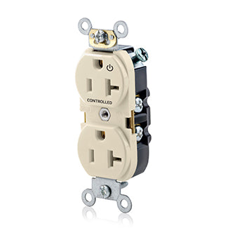 Leviton 5362-S1T Controlled Duplex Receptacle, 1 Plug Controlled, Light Almond Leviton 5362-S1T