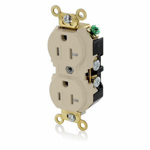 Leviton 5362-SGI 5-20r Ind Grd Recep Brass Strap Ivory Leviton 5362-SGI
