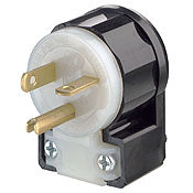 Leviton 5366-CA 20A Angled Plug, 125V, 5-20P, Nylon, Black/White, Industrial Grade Leviton 5366-CA