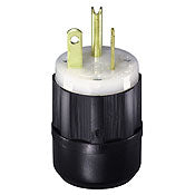 Leviton 5366-C 20 Amp Plug, 125V, 5-20P, Nylon, Black/White, Industrial Grade Leviton 5366-C