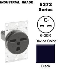 Leviton 5372-S00 30 Amp Flush Mount Receptacle, 250V, 6-30R, Grounding Leviton 5372-S00