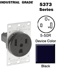 Leviton 5373 50 Amp Flush Mount Receptacle, 125V, 5-50R, 2P3W, Grounding Leviton 5373