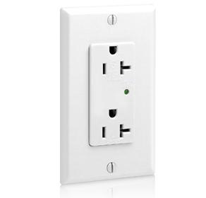 Leviton 5380-W Decora Duplex Receptacle, 20A, 125V, NEMA 5-20R, White Leviton 5380-W