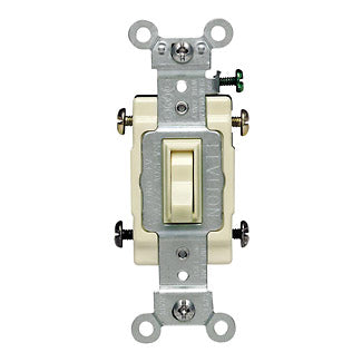 Leviton 54504-2GY 4-Way Switch, Framed Toggle, 15A, 120/277V, Gray, Side Wired Leviton 54504-2GY