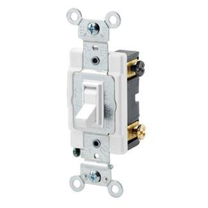 Leviton 54504-2W 4-Way Switch, Framed Toggle, 15A, 120/277V, White, Side Wired Leviton 54504-2W