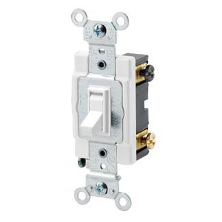 Leviton 54504-2W 4-Way Switch, Framed Toggle, 15A, 120/277V, White, Side Wired Leviton 54504-2W