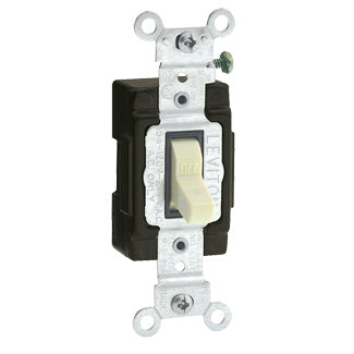 Leviton 5501-LHI Single-Pole Lighted Handle Switch, 15A, 120V, Ivory, LIT WHEN OFF Leviton 5501-LHI