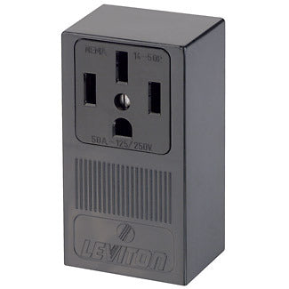 Leviton 55050-P00 Surface Mount Receptacle, 50A, 3P/4W, Black Leviton 55050-P00