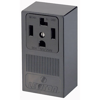 Leviton 55054-P00 Surface Mount Receptacle, 30A, 3P/4W, Black Leviton 55054-P00