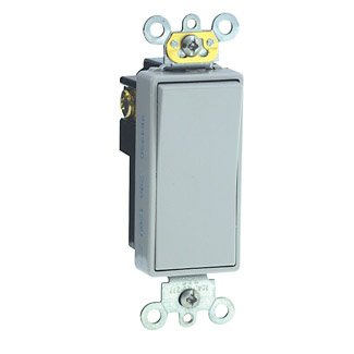 Leviton 5621-2GY Decora Switch, 20A, 120/177V, 1-Pole, Gray, Back/Side Wired Leviton 5621-2GY