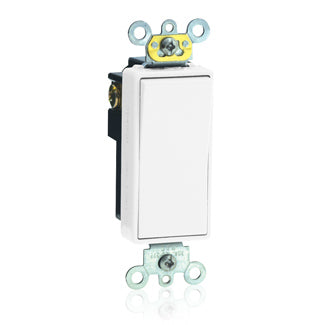 Leviton 5621-2W Decora Switch, 20A, 120/277V, 1-Pole, White, Back/Side Wired Leviton 5621-2W