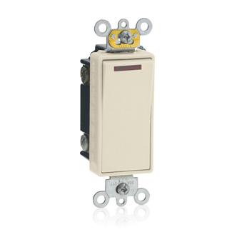 Leviton 5628-2T 1-Pole Decora Pilot Switch, 20A, 120V, 1/2HP, Almond, Lit When ON Leviton 5628-2T