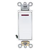 Leviton 5628-2W 1-Pole Decora Pilot Switch, 20A, 120V, 1/2HP, White, Lit When ON Leviton 5628-2W