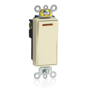 Leviton 5631-2I Illuminated Decora Switch, 1-Pole, 20A, 120V, Ivory, LIT WHEN OFF Leviton 5631-2I