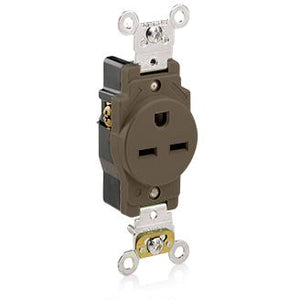 Leviton 5661 Single Receptacle, 15A, 250V, Brown, Heavy Duty, Back/Side Wired Leviton 5661