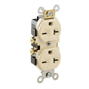 Leviton 5822-I 20A Duplex Receptacle, 250V, 6-20R, Ivory, Side Wired, Spec Grade Leviton 5822-I