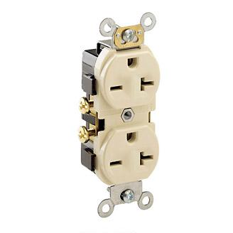 Leviton 5822-I 20A Duplex Receptacle, 250V, 6-20R, Ivory, Side Wired, Spec Grade Leviton 5822-I