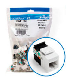 Leviton 5G108-BW5 Snap-In Category 5e Connector, White Leviton 5G108-BW5