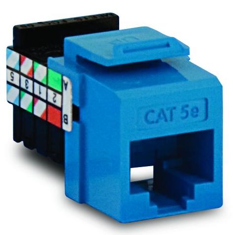 Leviton 5G108-RL5 Snap-In Connector, QuickPort, CAT 5e, Blue Leviton 5G108-RL5