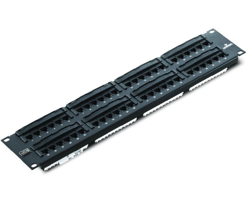 Leviton 5G596-U48 Patch Panel, Flat 110-Style, 2RU, 48-Port, Category 5e Leviton 5G596-U48