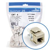 Leviton 61110-BI6 Snap-In Connector, eXtreme 6+, CAT 6, Ivory, 25 in a Bag Leviton 61110-BI6