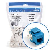 Leviton 61110-BL6 Snap-In Connector, eXtreme 6+, CAT 6, Blue, 25 in a Bag Leviton 61110-BL6
