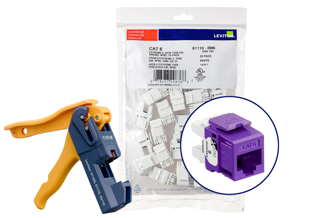 Leviton 61110-JP6 Cat 6 QuickPort Connector, Purple Leviton 61110-JP6