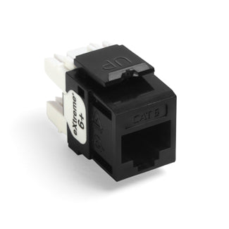 Leviton 61110-RE6 Snap-In Connector, Quickport, eXtreme 6+, CAT 6, Black Leviton 61110-RE6