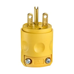 Leviton 615PV 15 Amp Plug, 250V, 6-15P, PVC, Yellow, Commercial Grade Leviton 615PV