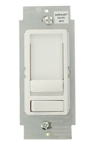 Leviton 6674-10W Dimmer, Sureslide, CFL/LED/Incandescent, 150/600W, White Leviton 6674-10W