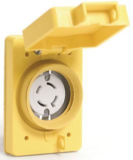 Woodhead 67W76 Locking Single Receptacle, 20A, 3PH 480V, 3P4W, Wetguard Woodhead 67W76