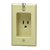 Leviton 688-I Clock Hanger Receptacle, 15A, 125V, 5-15R, Ivory Leviton 688-I