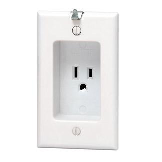Leviton 688-W Clock Hanger Receptacle, 15A, 125V, 5-15R, White Leviton 688-W