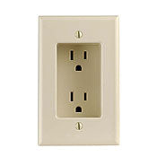 Leviton 689-I Recessed Duplex Receptacle, 15A, 125V, 5-15R, Ivory Leviton 689-I