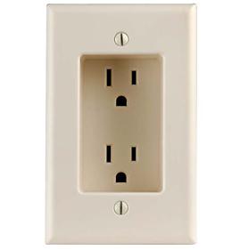 Leviton 689-T Recessed Duplex Receptacle, 15A, 125V, 5-15R, Light Almond Leviton 689-T